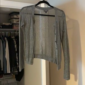 Express Long Sleeve Sheer Glitter Cardigan